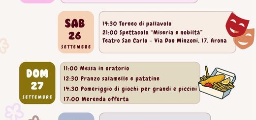 Locandina con il programma completo della Festa dell'Oratorio ad Arona