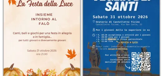 Locandina appuntamenti parrocchie Arona Mercurago Dagnente Montrigiasco dal 26 ottobre al 1 novembre